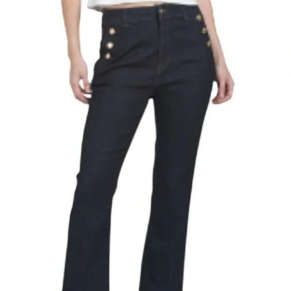NWT RACHEL ZOE HI-RISE CROP BOOT DARK DENIM BLUE LIGHTWEIGHT JEANS - Picture 1 of 13